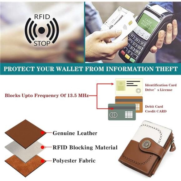 Small Wallets, Credit Card Holder White Brown - Picture 5 of 6